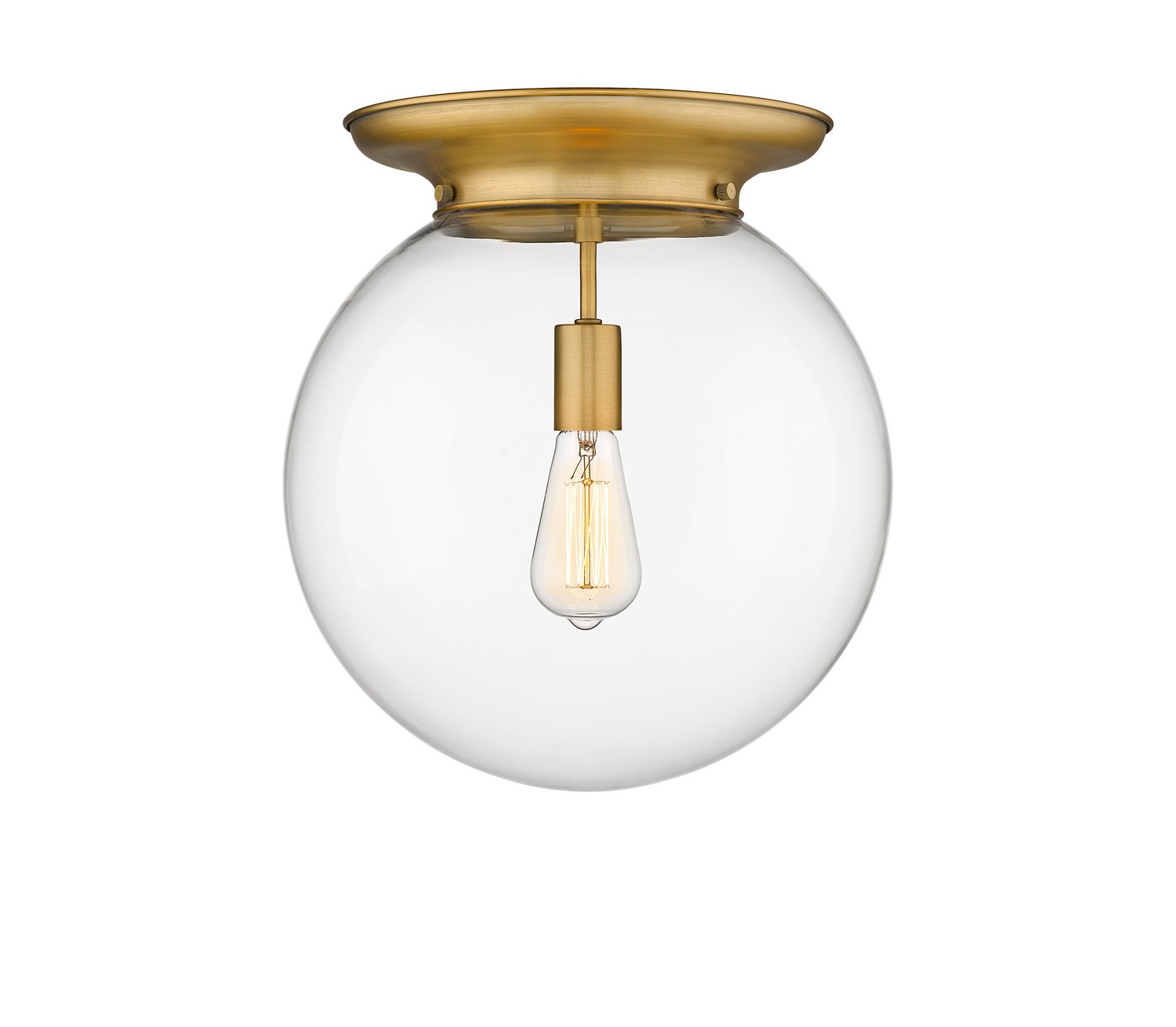 One Light Flush Mount by Innovations - Essex Collection, Brushed Brass Finish - 221-1F-BB-G202-14