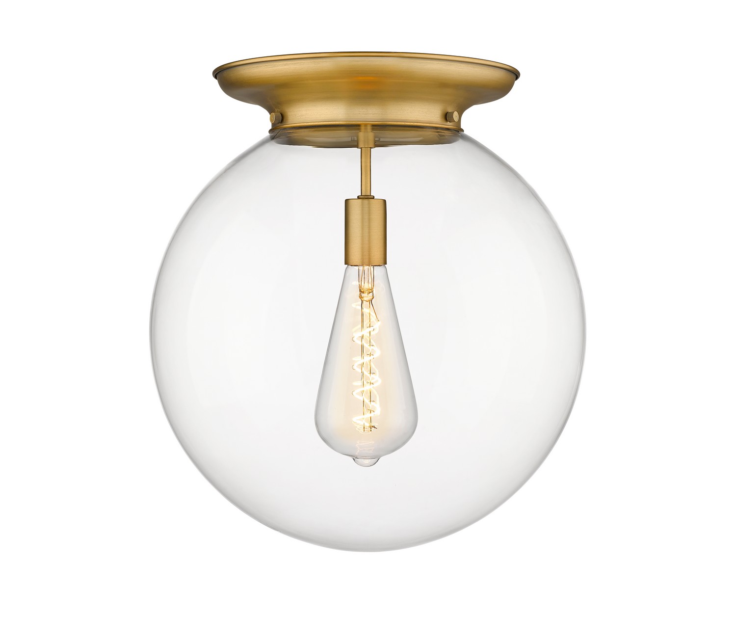 One Light Flush Mount by Innovations - Essex Collection, Brushed Brass Finish - 221-1F-BB-G202-16