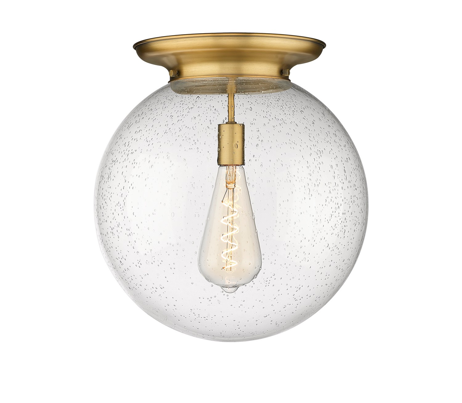 One Light Flush Mount by Innovations - Essex Collection, Brushed Brass Finish - 221-1F-BB-G204-16