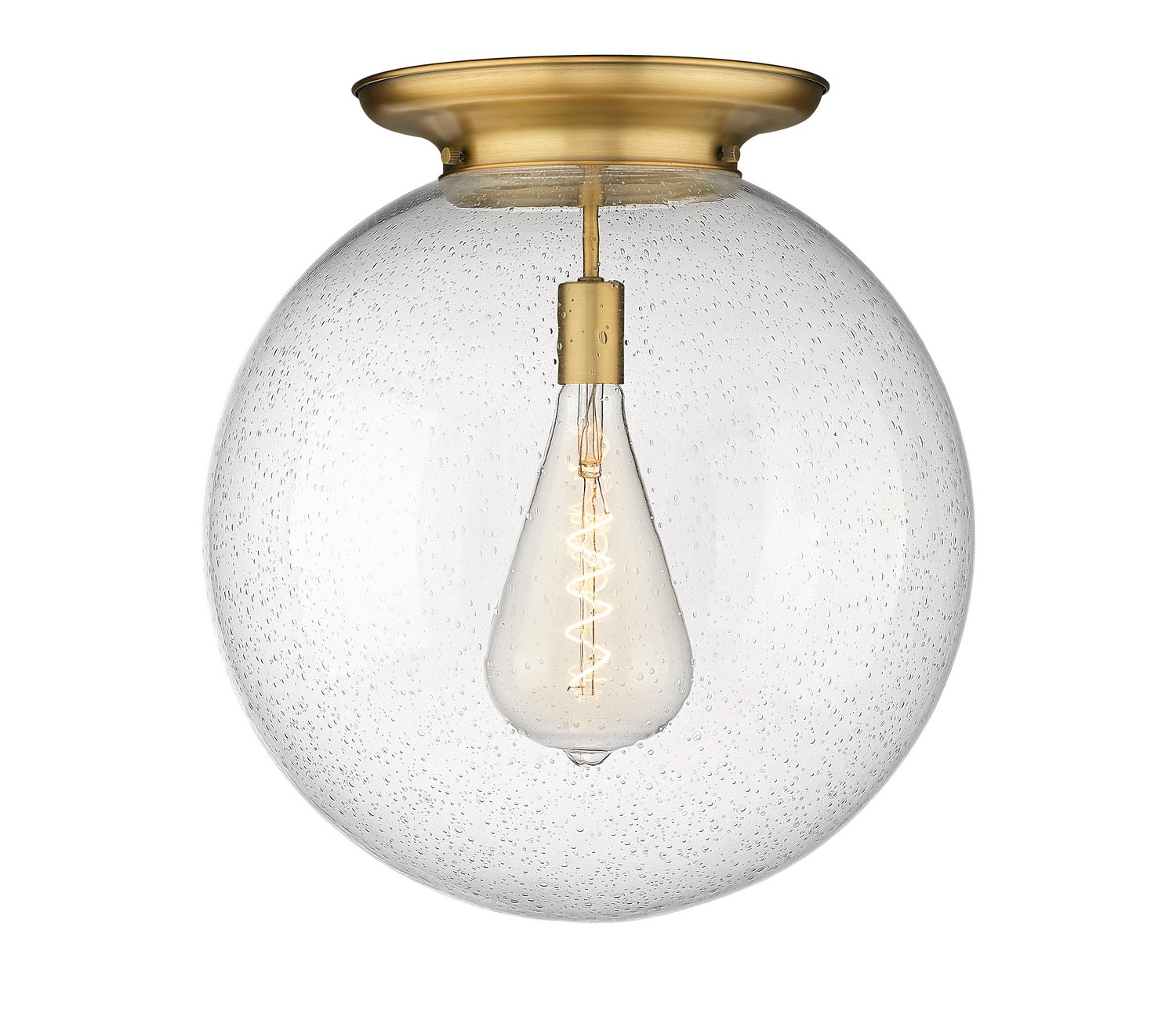 One Light Flush Mount by Innovations - Essex Collection, Brushed Brass Finish - 221-1F-BB-G204-18