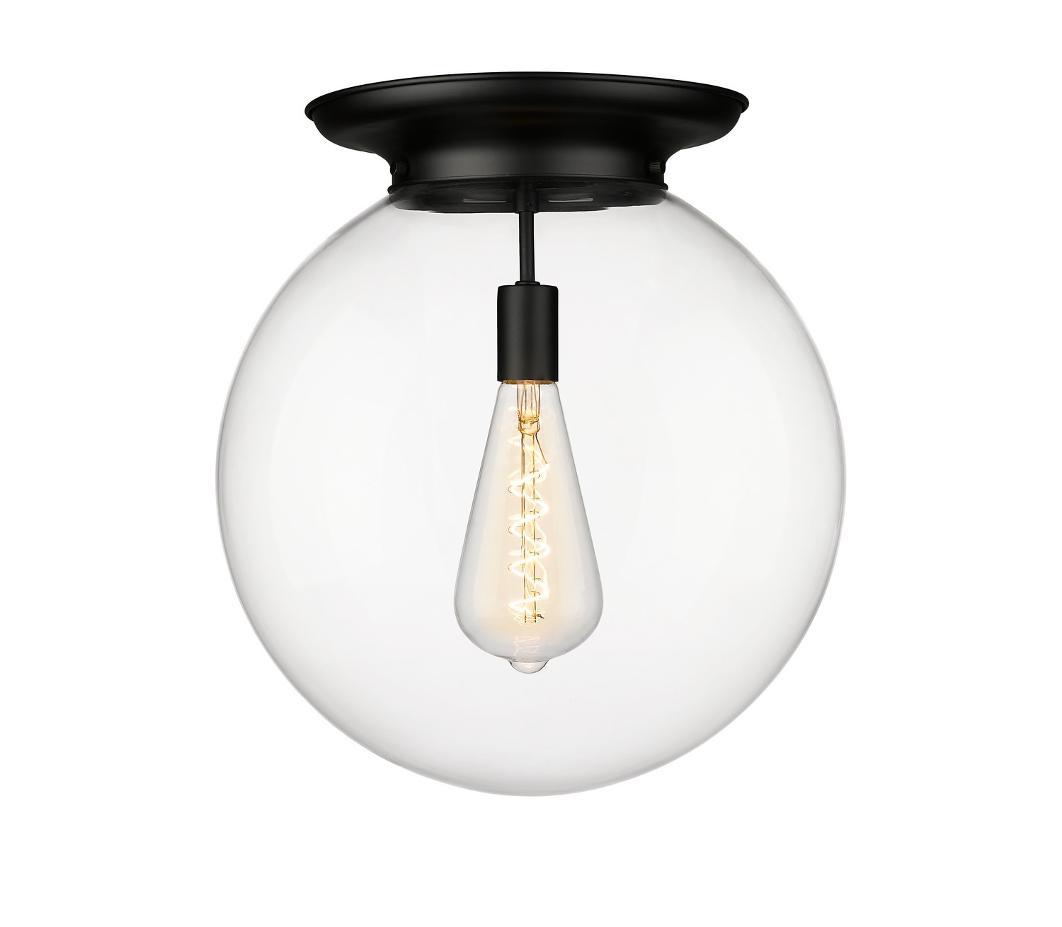 One Light Flush Mount by Innovations - Essex Collection, Matte Black Finish - 221-1F-BK-G202-16