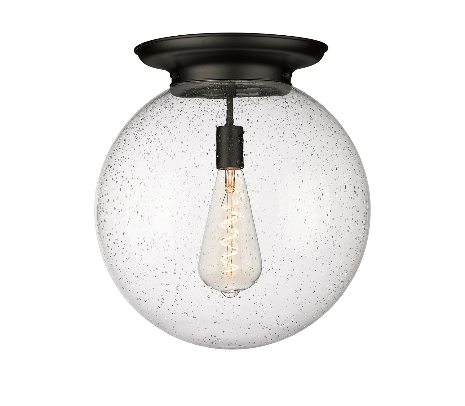 One Light Flush Mount by Innovations - Essex Collection, Matte Black Finish - 221-1F-BK-G204-16