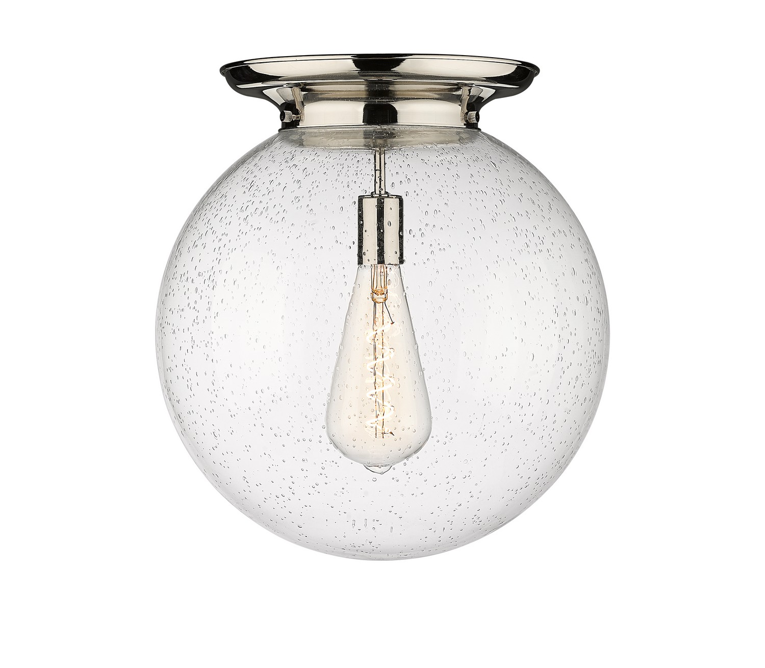 One Light Flush Mount by Innovations - Essex Collection, Polished Nickel Finish - 221-1F-PN-G204-16