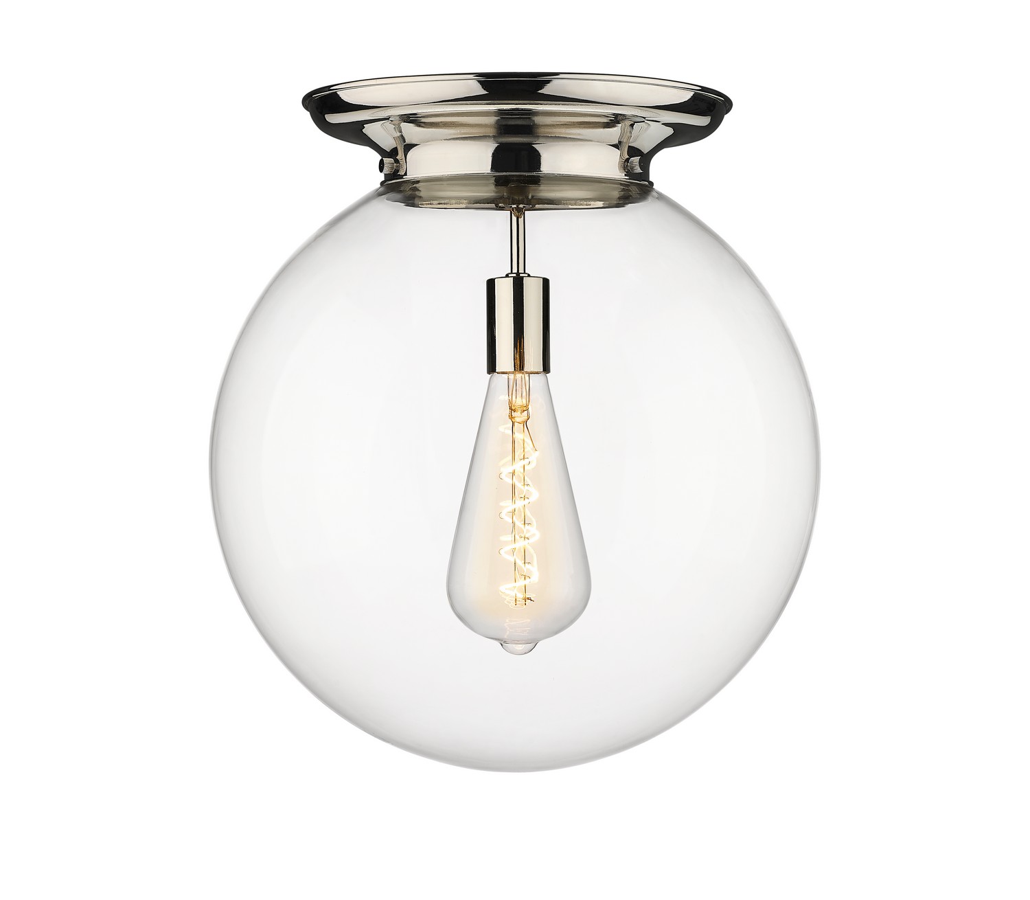 One Light Flush Mount by Innovations - Essex Collection, Polished Nickel Finish - 221-1F-PN-G202-16