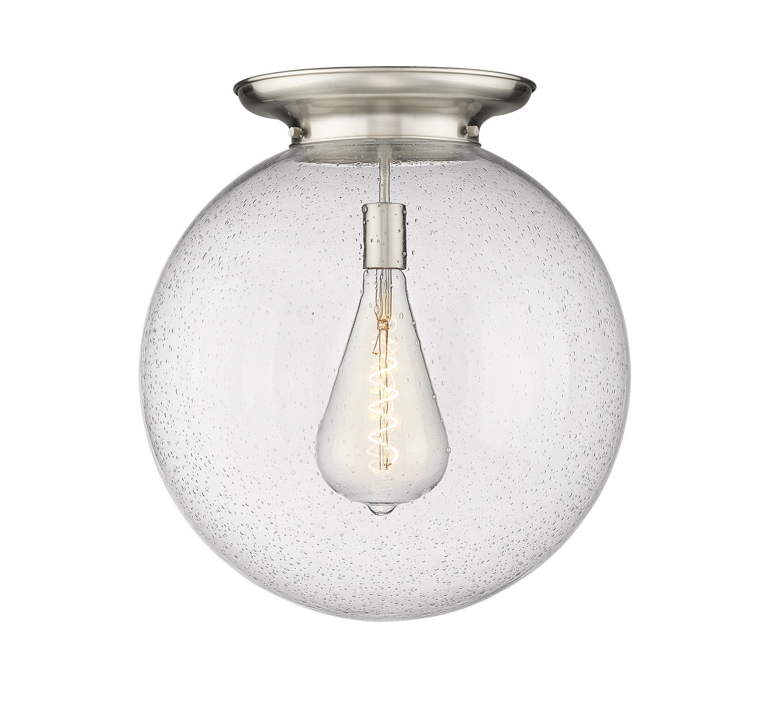 One Light Flush Mount by Innovations - Essex Collection, Satin Nickel Finish - 221-1F-SN-G204-18