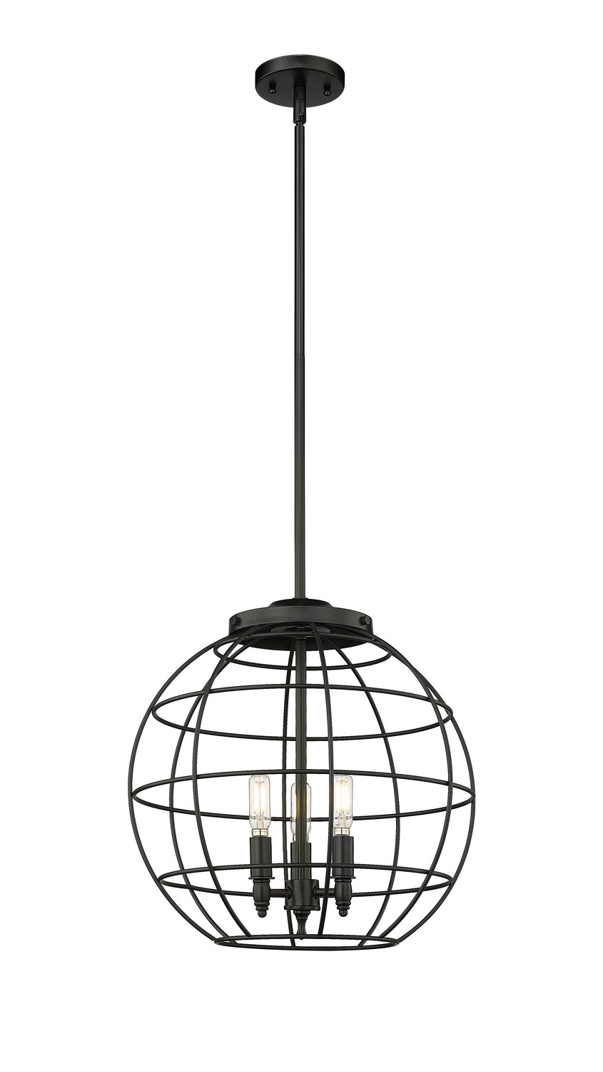 Three Light Pendant by Innovations - Essex Collection, Matte Black Finish - 221-3S-BK-CE-16-BK