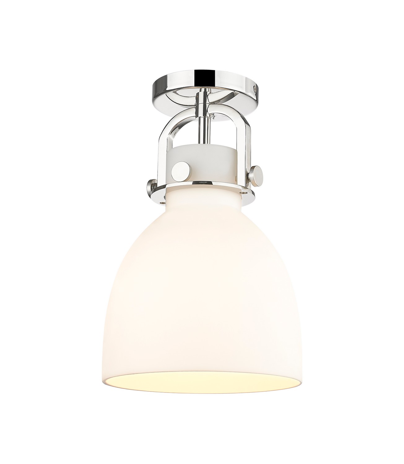 One Light Semi-Flush Mount by Innovations - Downtown Urban Collection, Polished Nickel Finish - 410-1F-PN-G412-8WH