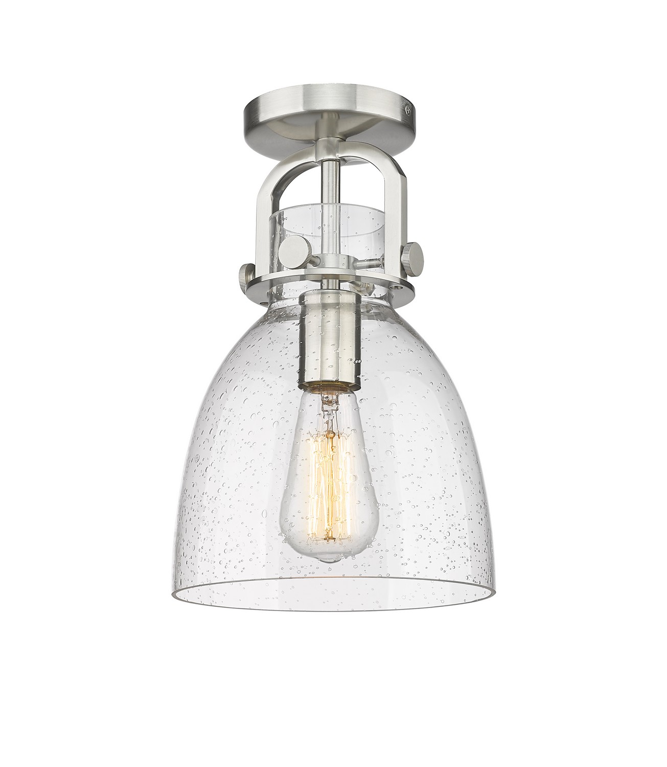 One Light Semi-Flush Mount by Innovations - Downtown Urban Collection, Satin Nickel Finish - 410-1F-SN-G412-8SDY