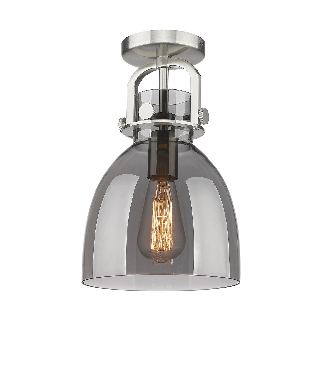 One Light Semi-Flush Mount by Innovations - Downtown Urban Collection, Satin Nickel Finish - 410-1F-SN-G412-8SM
