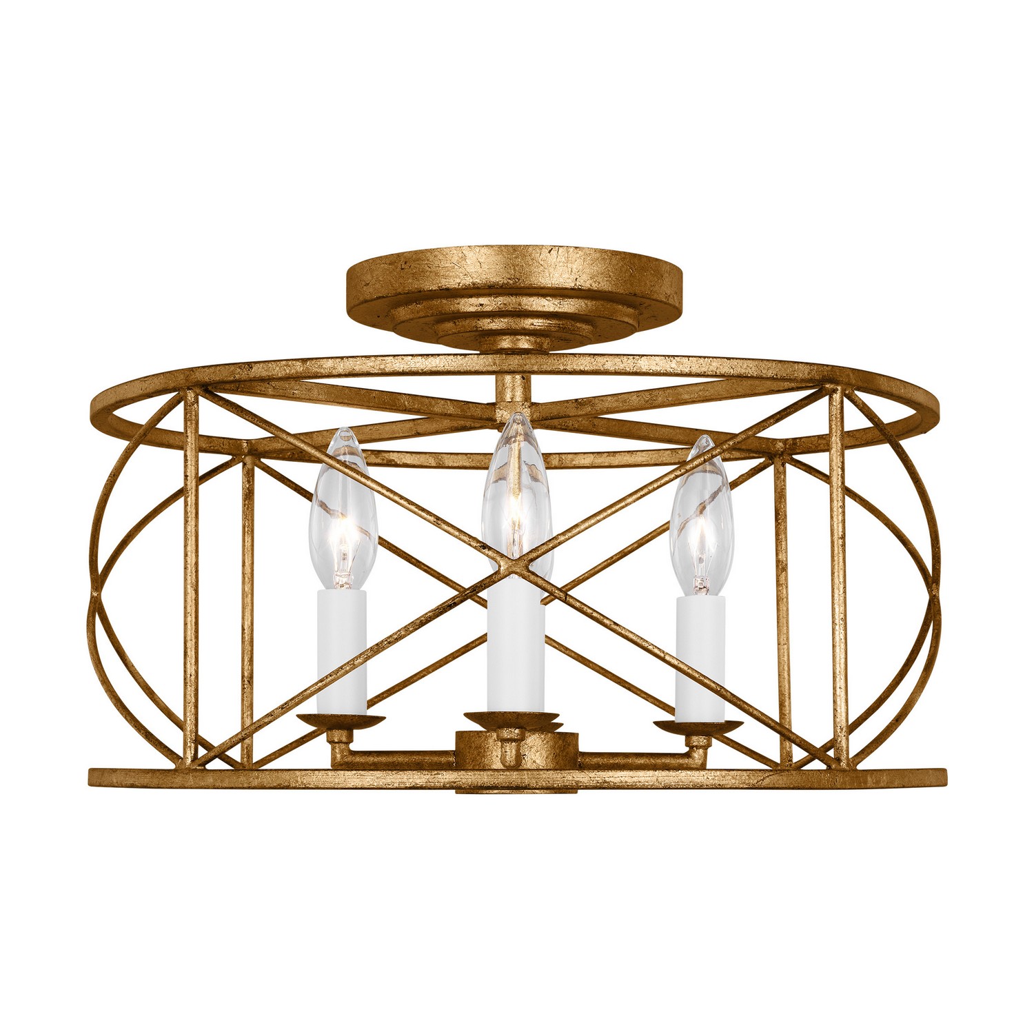 Visual Comfort Studio Beatrix Four Light Semi-Flush Mount in Antique Gild - CF1134ADB