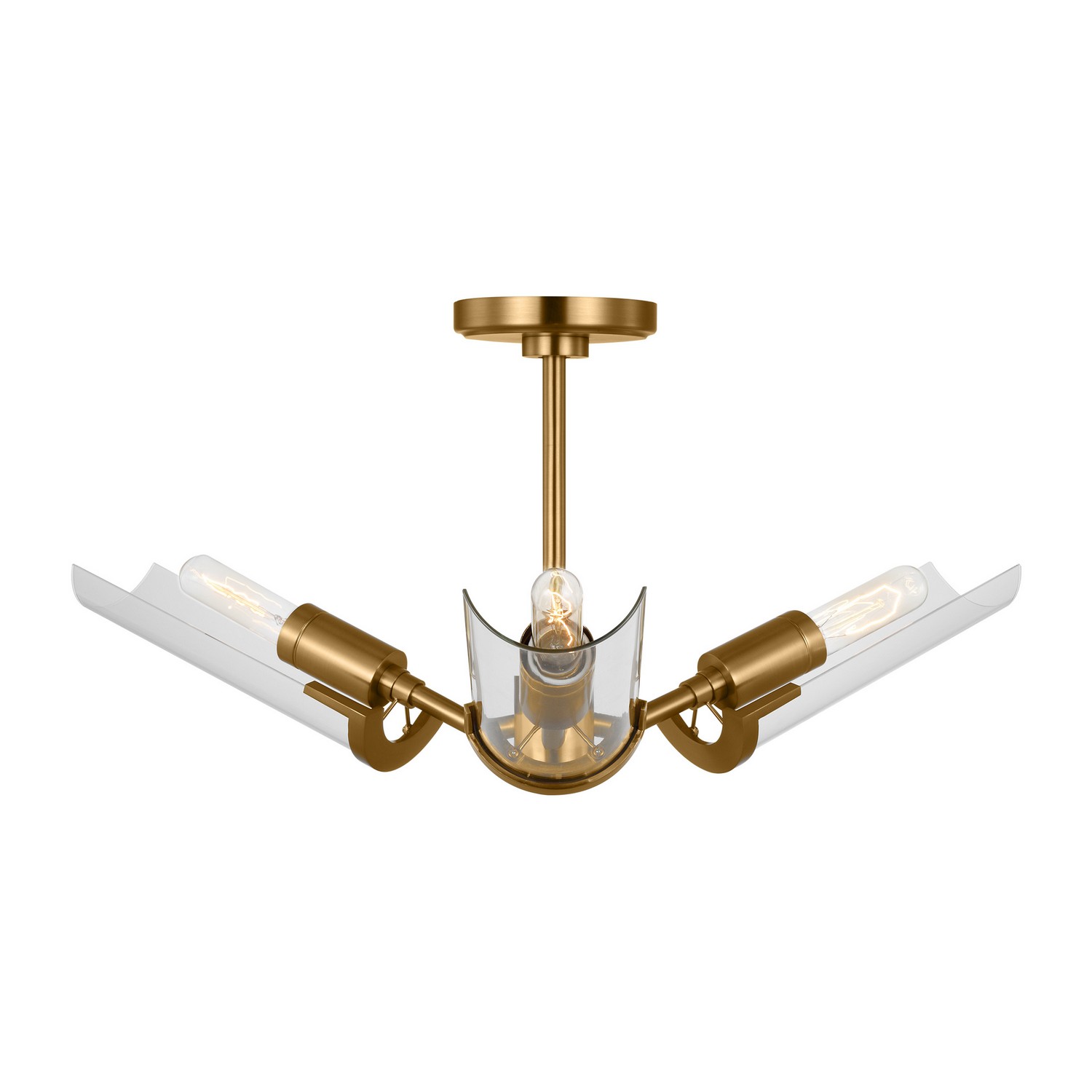 Visual Comfort Studio Mezzo Three Light Flush Mount in Burnished Brass - TF1023BBS