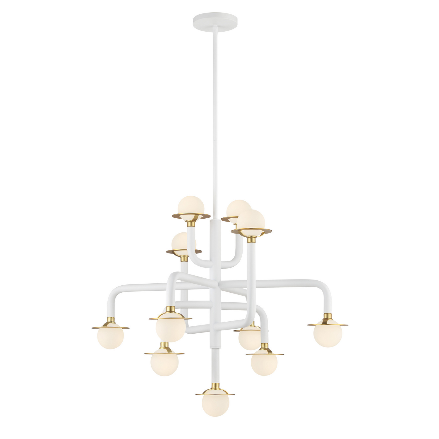 Photos - Chandelier / Lamp Wide George Kovacs Matte White Honey Gold Chandelier from the Tubular Collection P5511-706-L 