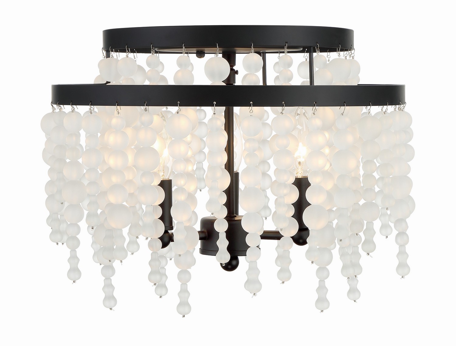Crystorama Poppy Three Light Semi Flush Mount in Matte Black - POP-A5073-MK-FR