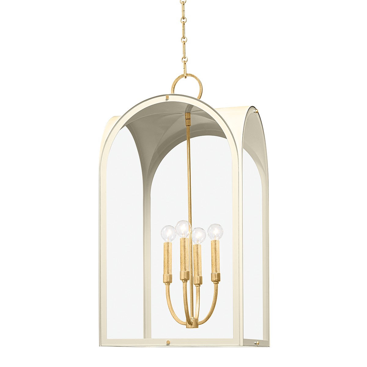 Hudson Valley Lincroft Four Light Lantern in Vintage Gold Leaf/Soft Sand - 6618-VGL/SSD