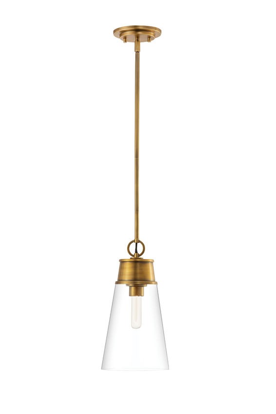 One Light Pendant by Z-Lite - Wentworth Collection, Rubbed Brass Finish - 2300P8-RB