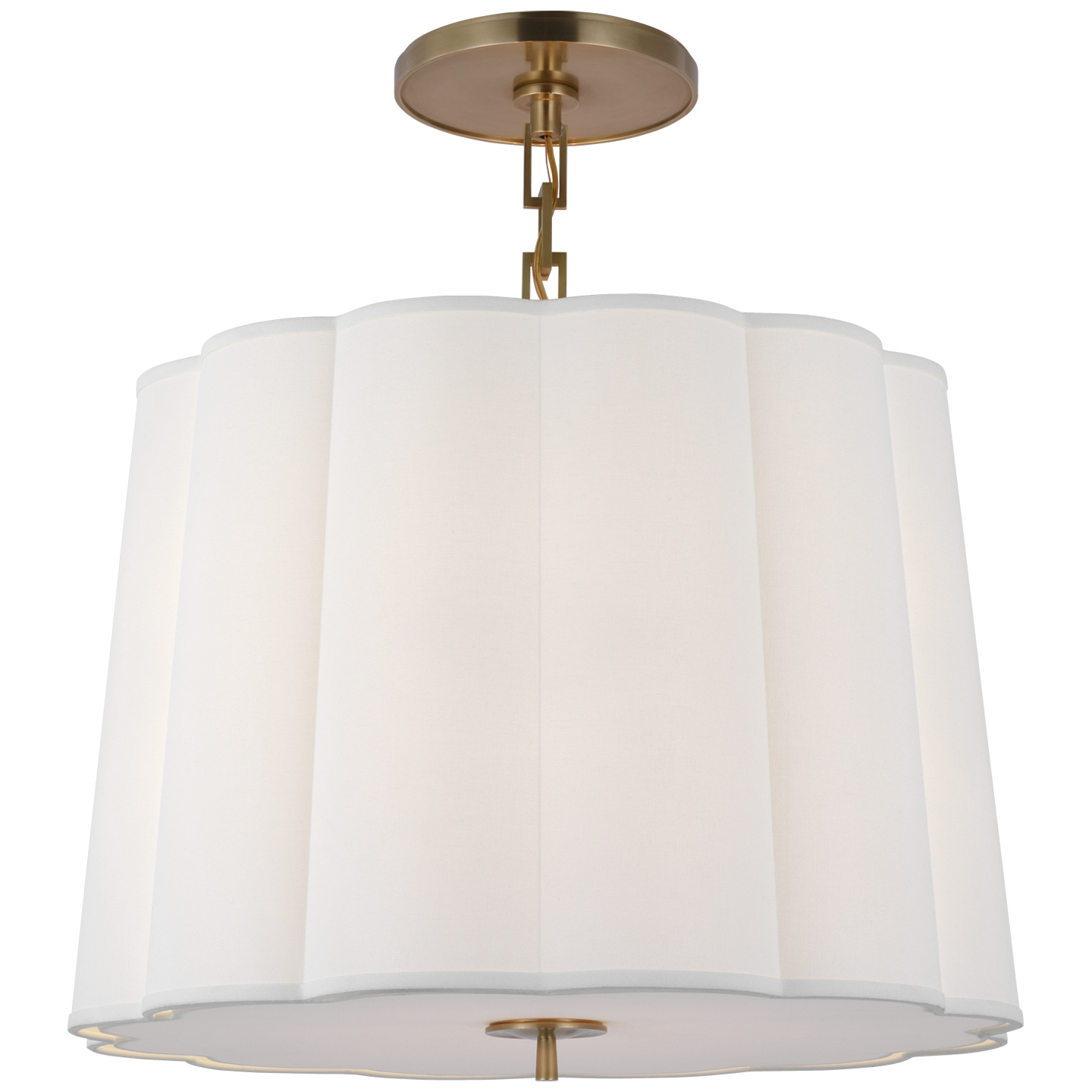 Visual Comfort Signature Simple Scallop Five Light Hanging Lantern in Soft Brass - BBL 5015SB-L