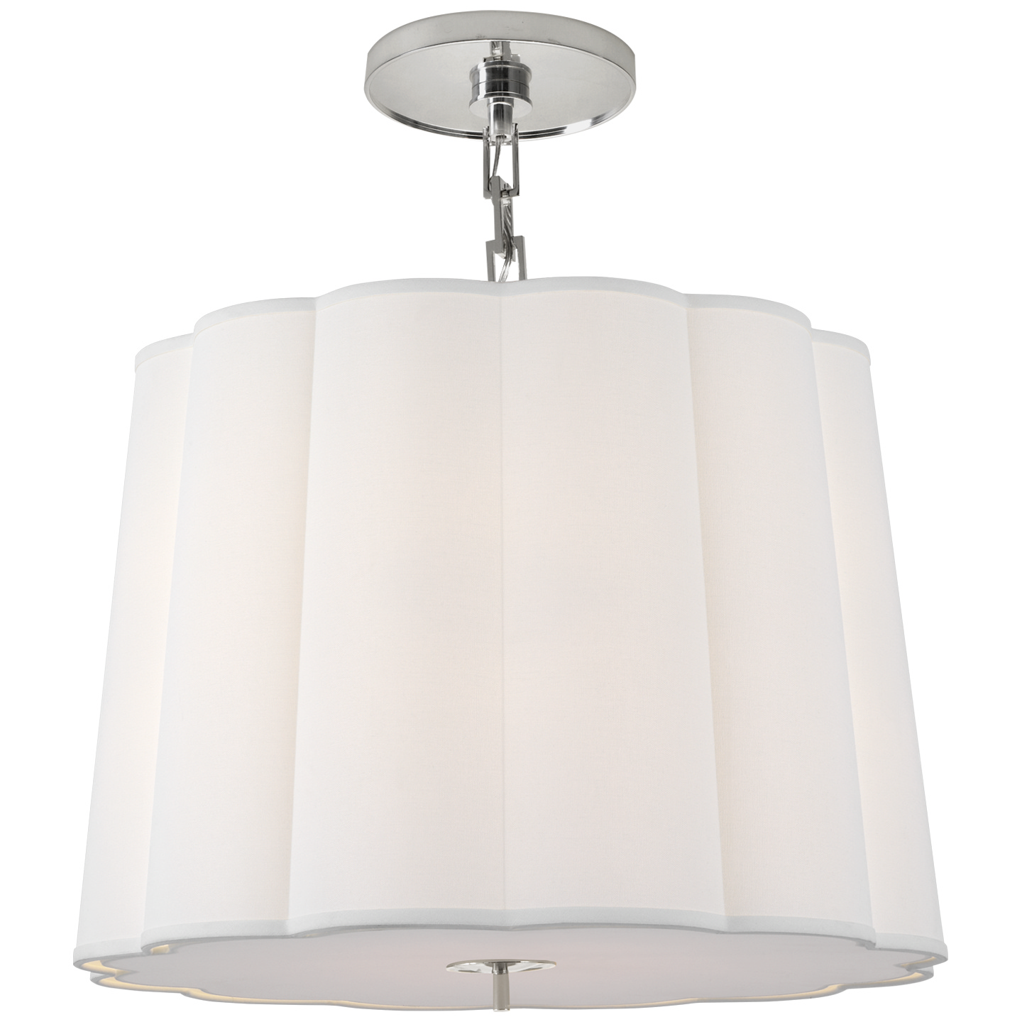 Visual Comfort Signature Simple Scallop Five Light Hanging Lantern in Soft Silver - BBL 5015SS-L