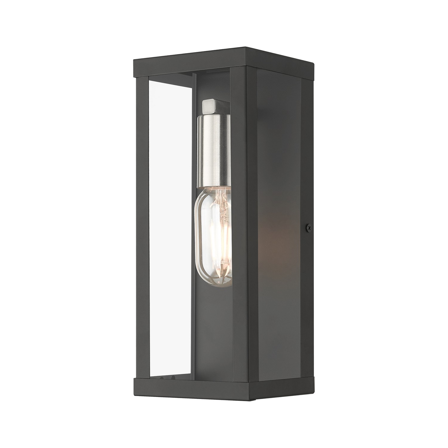Photos - Chandelier / Lamp Livex Blackith Brushed Nickel One Light Outdoor Wall Lantern from the Gaffney Collection 28032-04