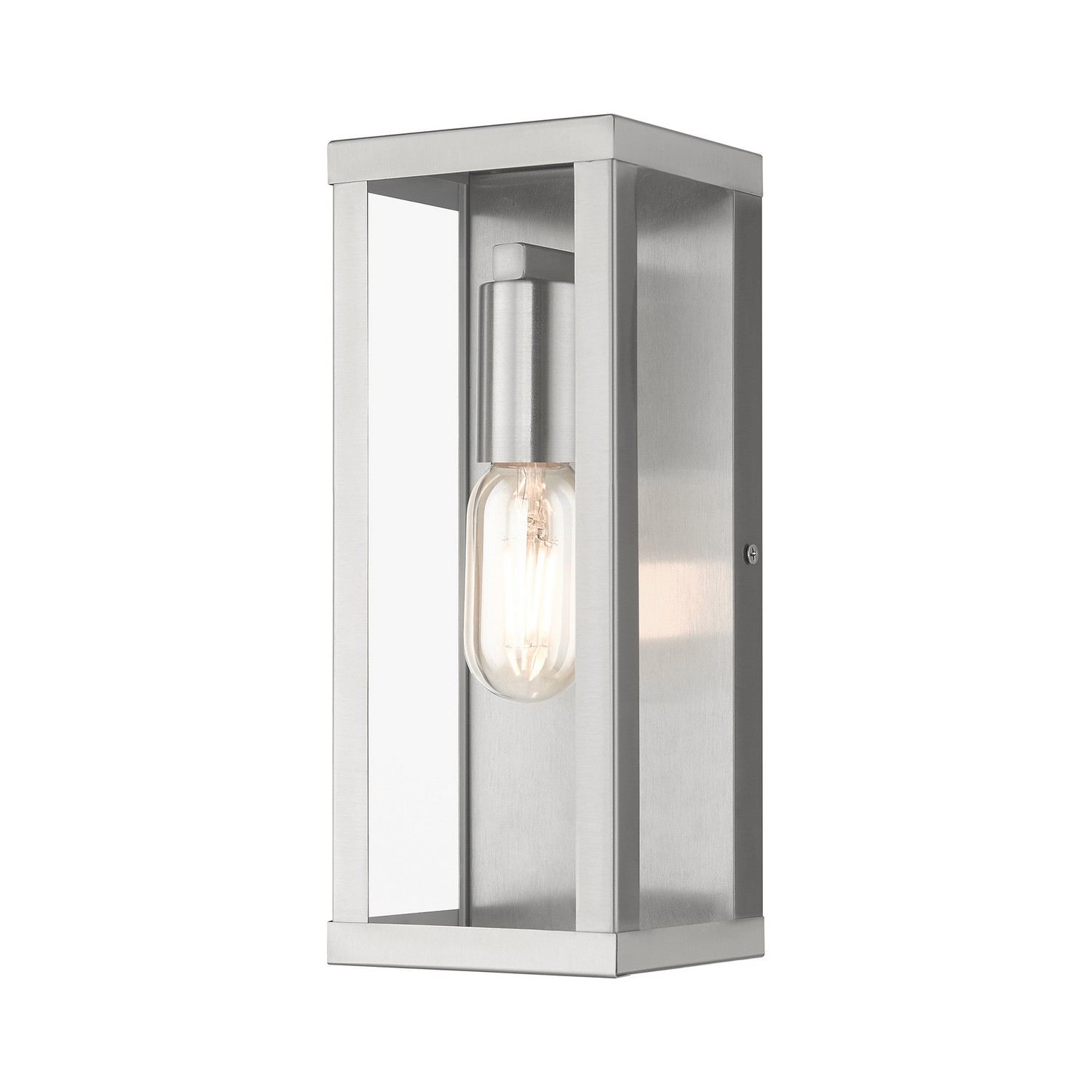 Photos - Chandelier / Lamp Livex Brushed Nickel One Light Outdoor Wall Lantern from the Gaffney Collection 28032-91