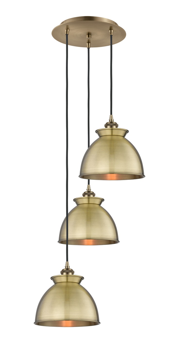 Three Light Pendant by Innovations - Ballston Collection, Antique Brass Finish - 113B-3P-AB-M14-AB