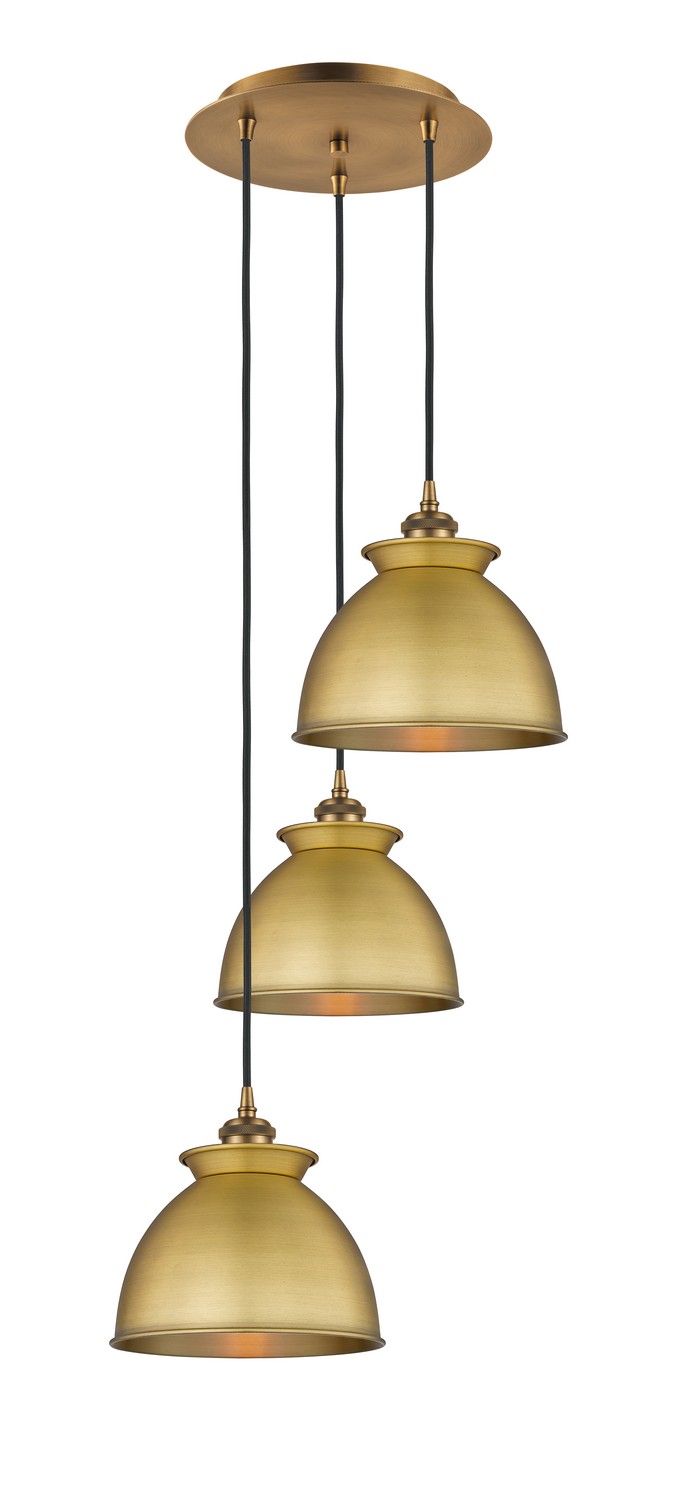 Three Light Pendant by Innovations - Ballston Collection, Brushed Brass Finish - 113B-3P-BB-M14-BB