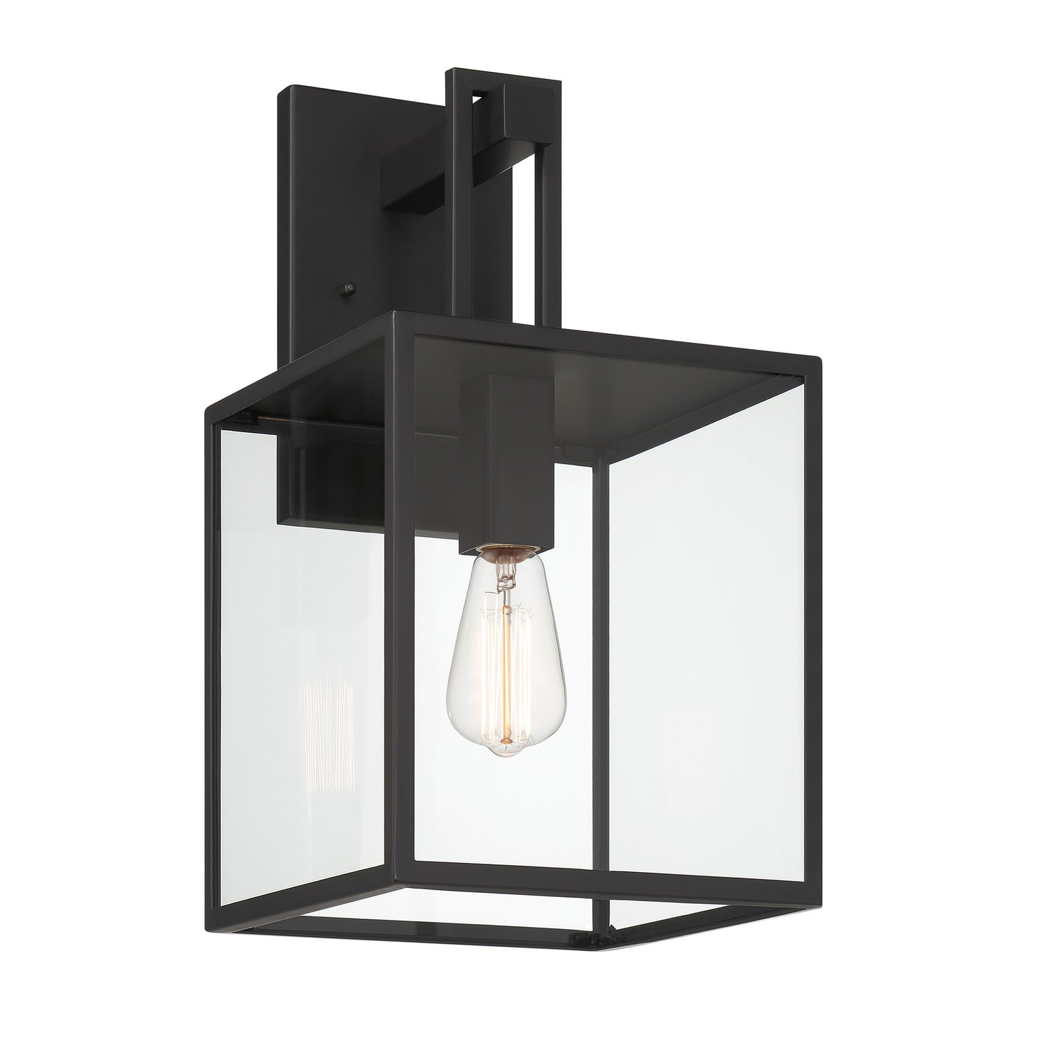 Matte Black One Light Wall Lantern from the Preston Collection