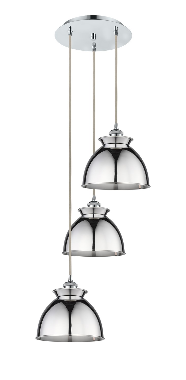 Three Light Pendant by Innovations - Ballston Collection, Polished Chrome Finish - 113B-3P-PC-M14-PC