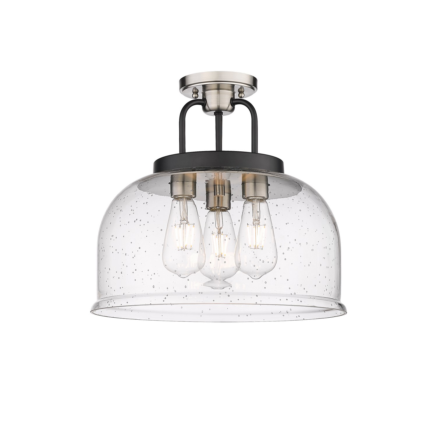 Three Light Semi-Flush Mount by Innovations - Downtown Urban Collection, Black Satin Nickel Finish - 239-3C-BSN-G239-15SDY