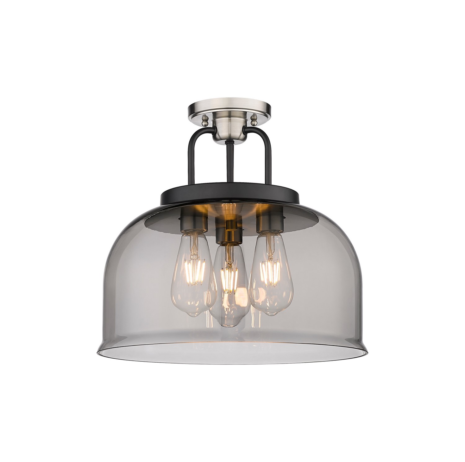 Three Light Semi-Flush Mount by Innovations - Downtown Urban Collection, Black Satin Nickel Finish - 239-3C-BSN-G239-15SM