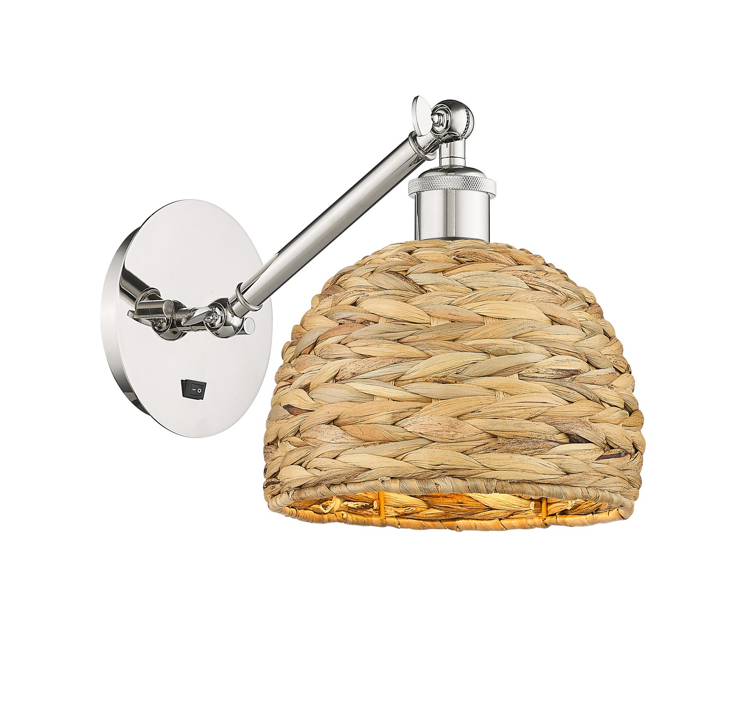 One Light Wall Sconce by Innovations - Ballston Collection, Polished Nickel Finish - 317-1W-PN-RBD-8-NAT