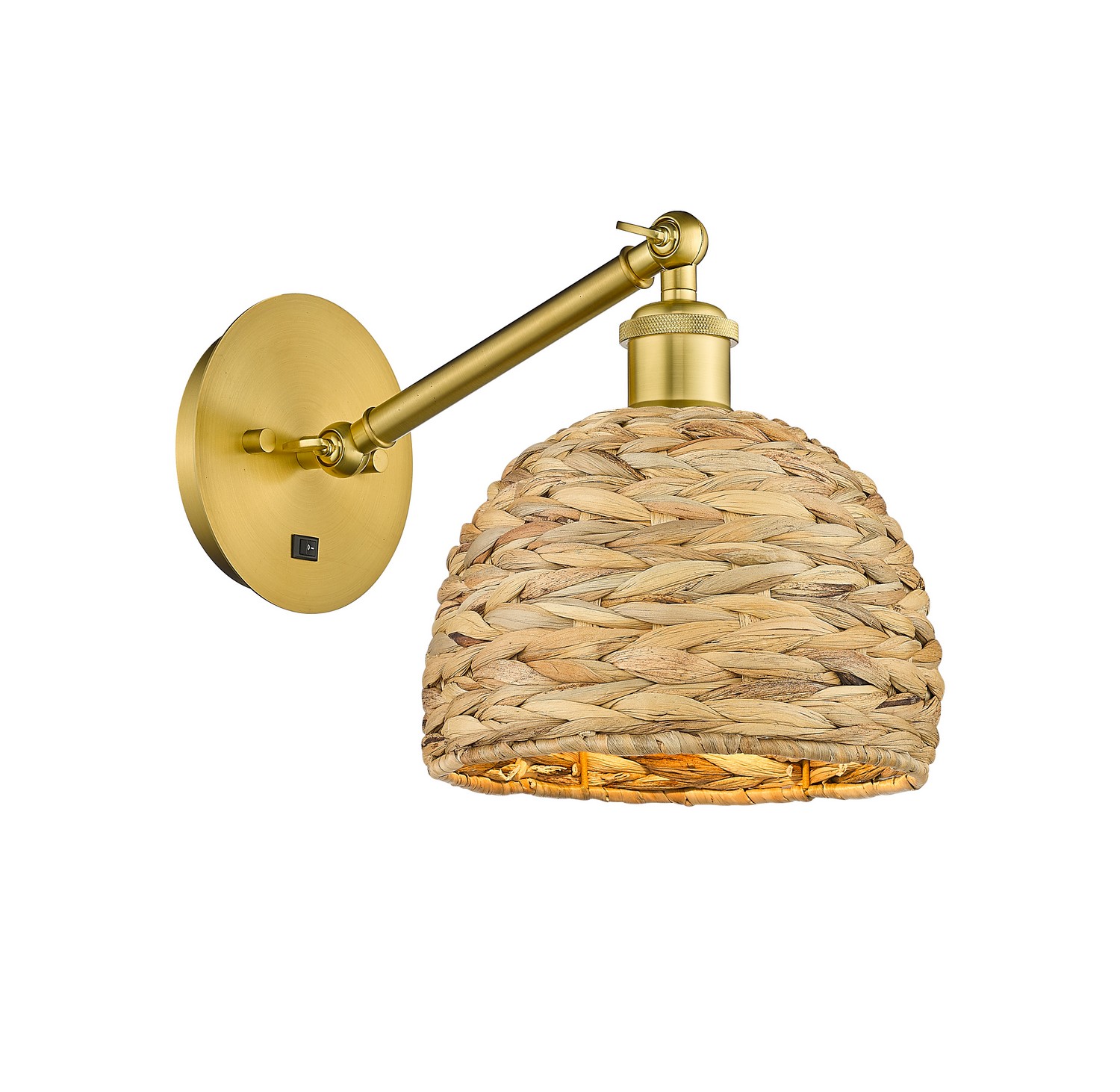 One Light Wall Sconce by Innovations - Ballston Collection, Satin Gold Finish - 317-1W-SG-RBD-8-NAT