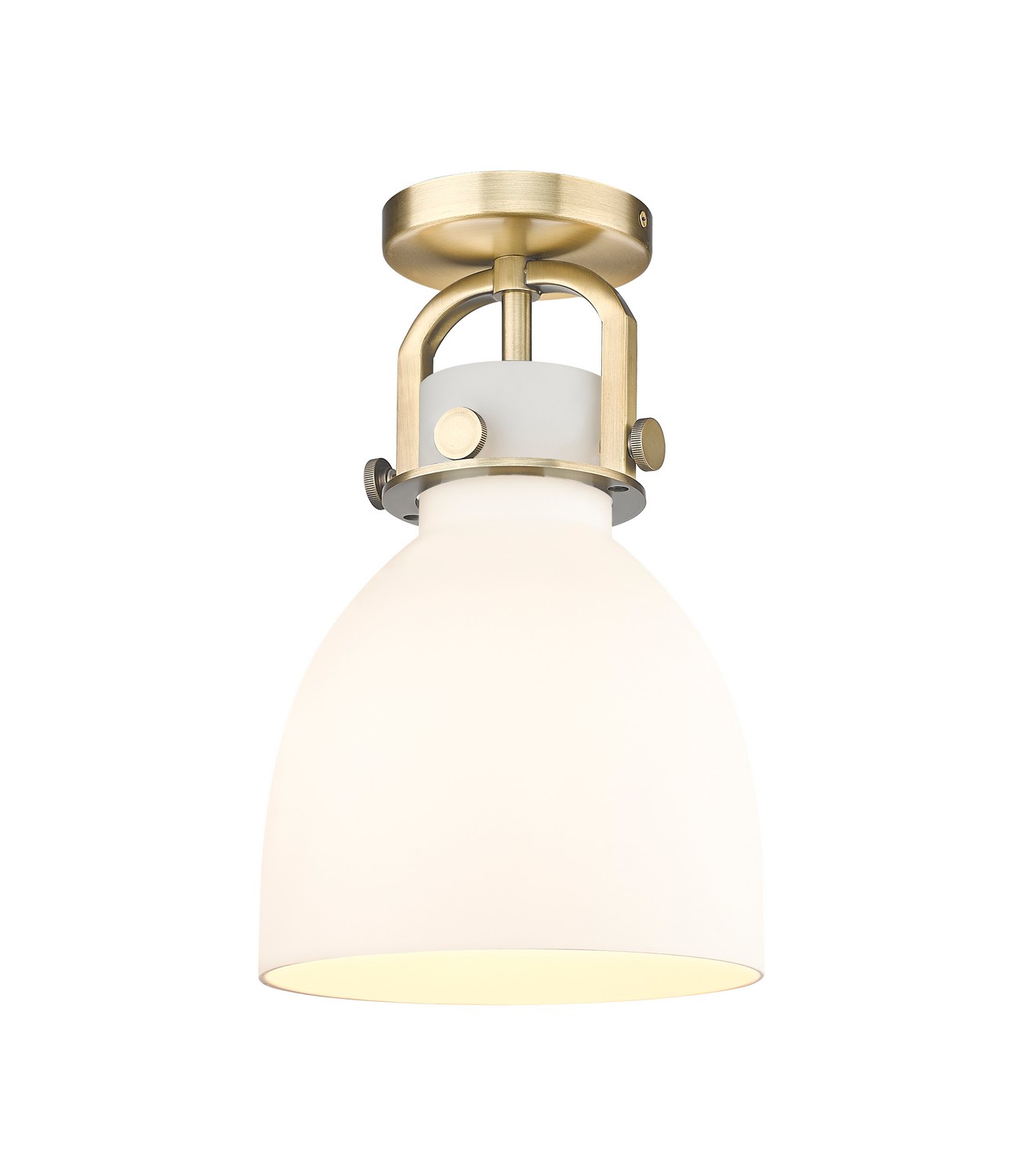 One Light Semi-Flush Mount by Innovations - Downtown Urban Collection, Brushed Brass Finish - 410-1F-BB-G412-8WH
