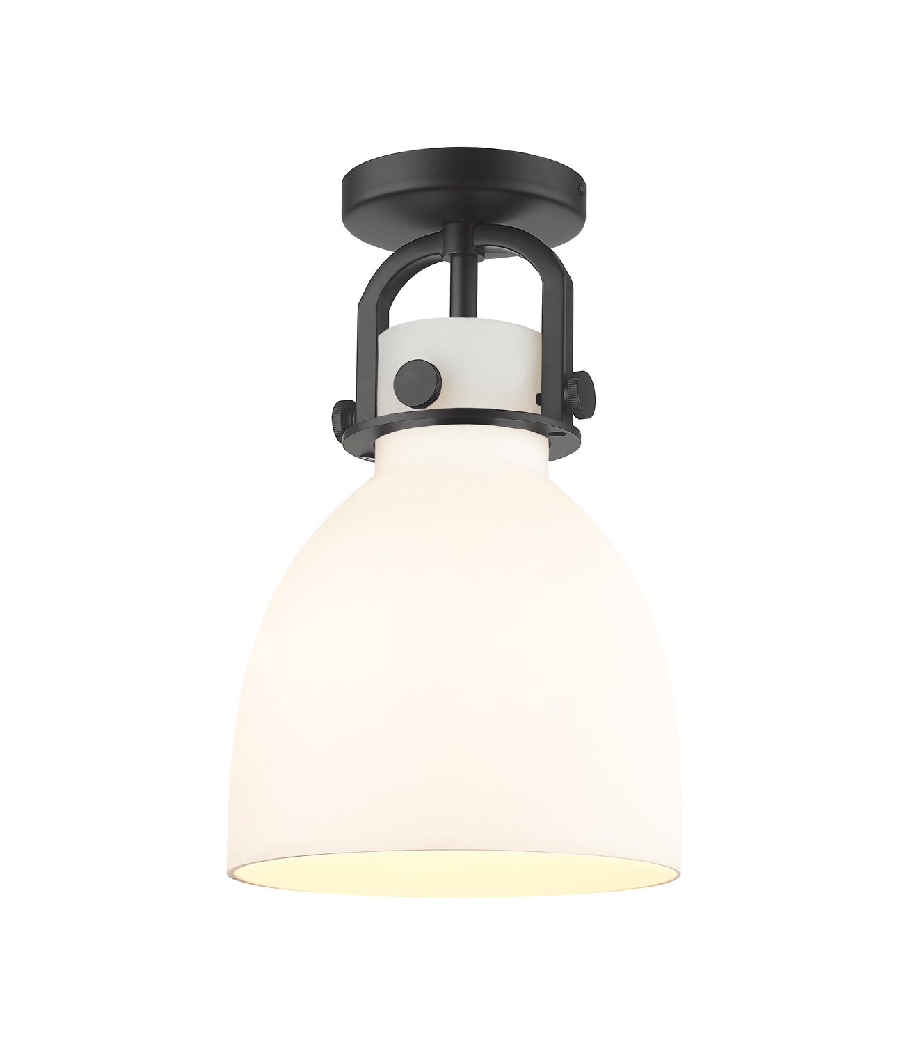 One Light Semi-Flush Mount by Innovations - Downtown Urban Collection, Matte Black Finish - 410-1F-BK-G412-8WH