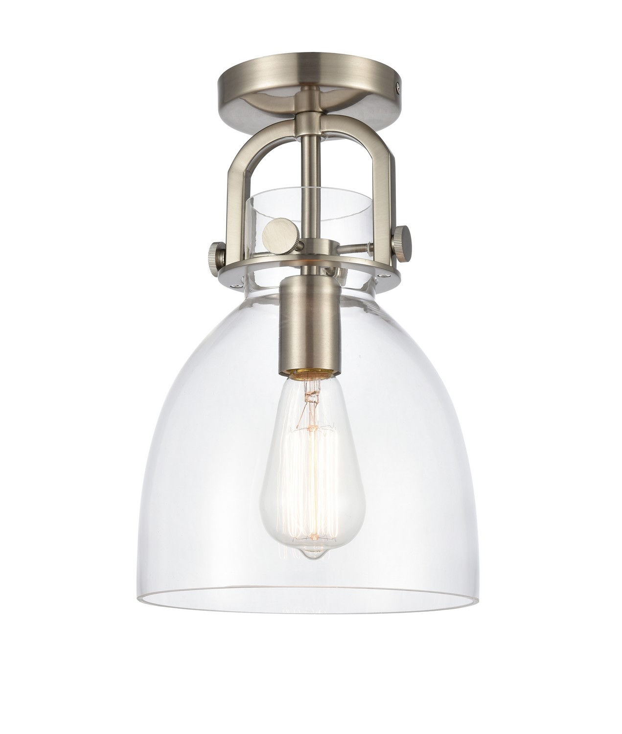 One Light Semi-Flush Mount by Innovations - Downtown Urban Collection, Satin Nickel Finish - 410-1F-SN-G412-8CL