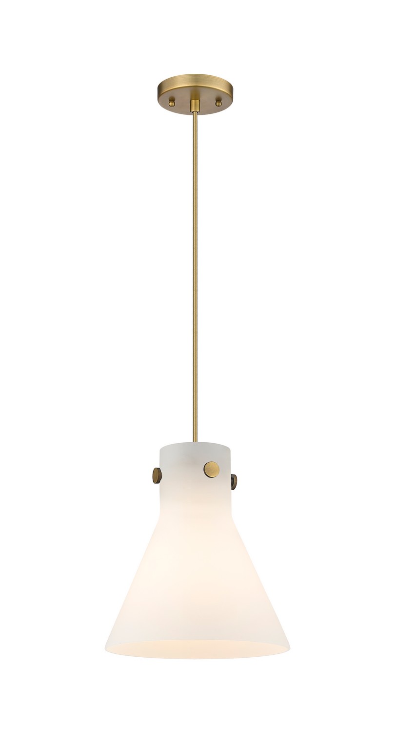 One Light Pendant by Innovations - Downtown Urban Collection, Brushed Brass Finish - 410-1PM-BB-G411-10WH