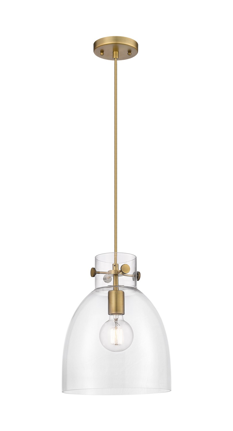 One Light Pendant by Innovations - Downtown Urban Collection, Brushed Brass Finish - 410-1PM-BB-G412-10CL