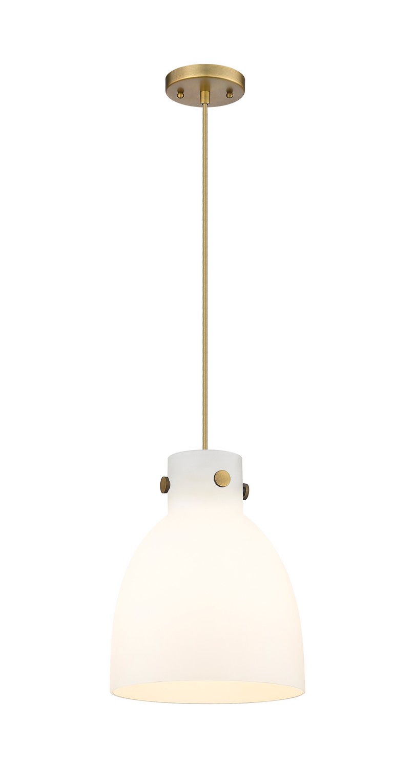 One Light Pendant by Innovations - Downtown Urban Collection, Brushed Brass Finish - 410-1PM-BB-G412-10WH