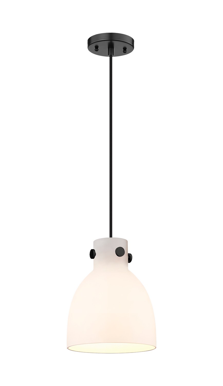 One Light Pendant by Innovations - Downtown Urban Collection, Matte Black Finish - 410-1PS-BK-G412-8WH