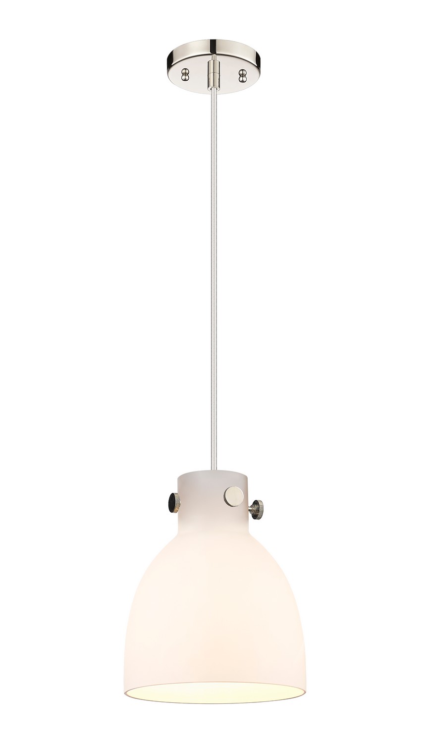 One Light Pendant by Innovations - Downtown Urban Collection, Polished Nickel Finish - 410-1PS-PN-G412-8WH