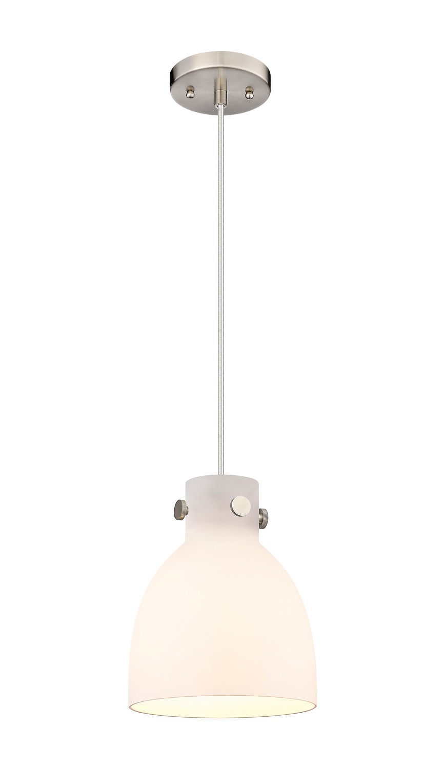 One Light Pendant by Innovations - Downtown Urban Collection, Brushed Satin Nickel Finish - 410-1PS-SN-G412-8WH