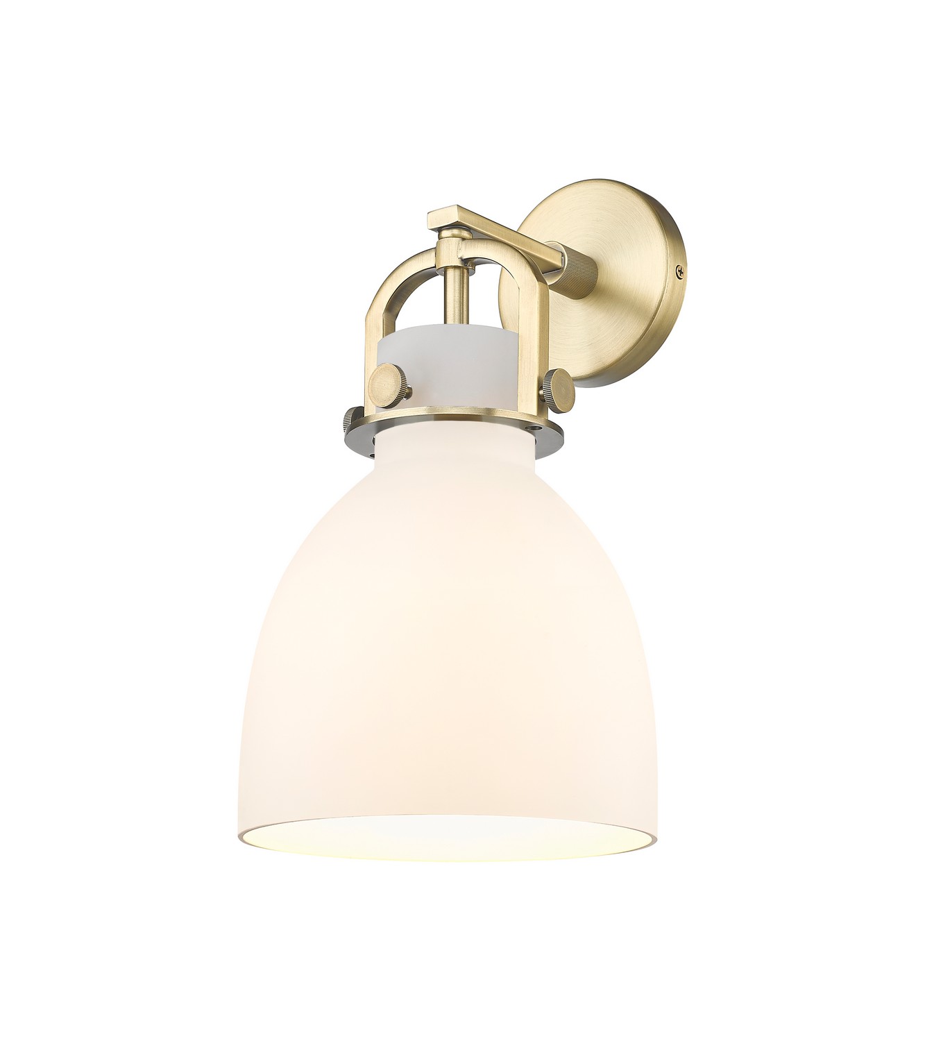 One Light Wall Sconce by Innovations - Downtown Urban Collection, Brushed Brass Finish - 410-1W-BB-G412-8WH