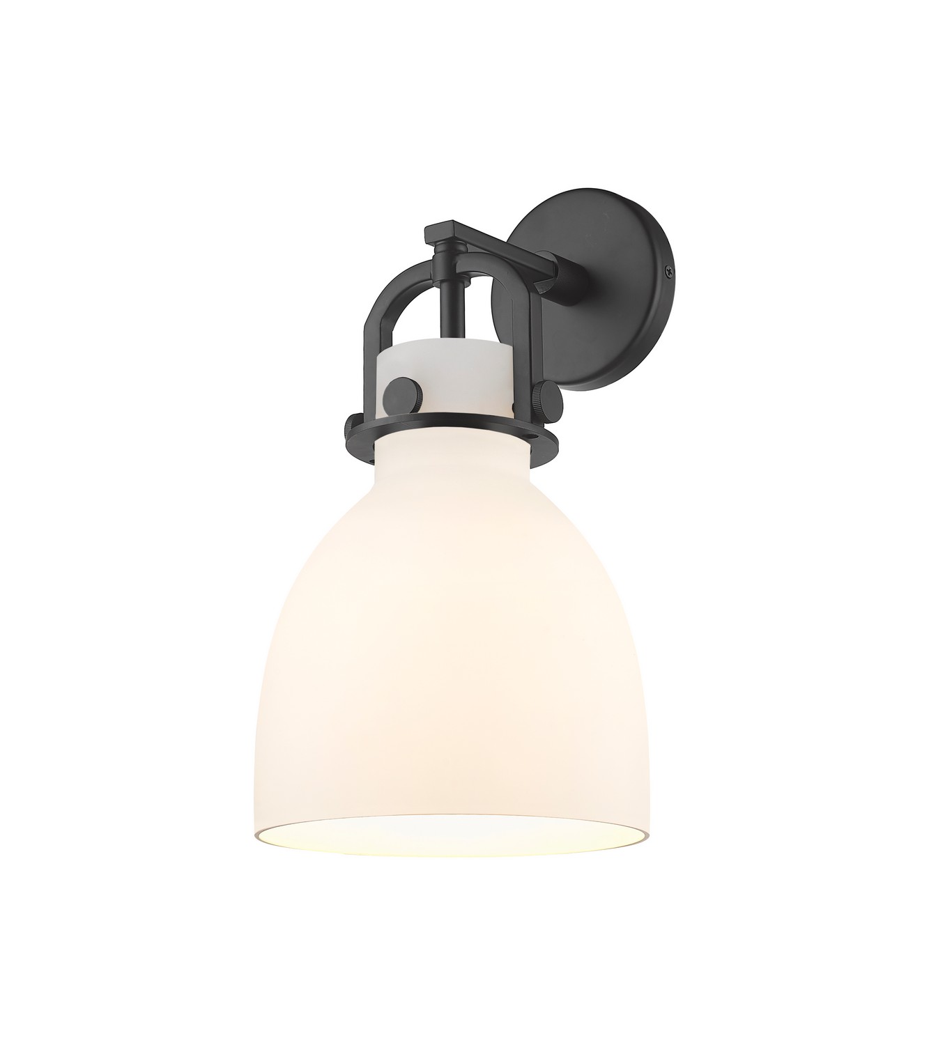 One Light Wall Sconce by Innovations - Downtown Urban Collection, Matte Black Finish - 410-1W-BK-G412-8WH