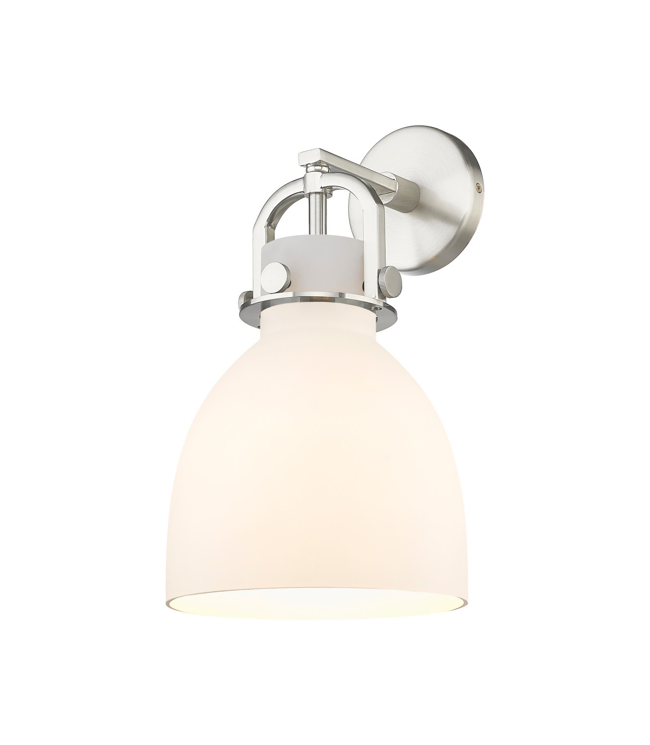 One Light Wall Sconce by Innovations - Downtown Urban Collection, Satin Nickel Finish - 410-1W-SN-G412-8WH