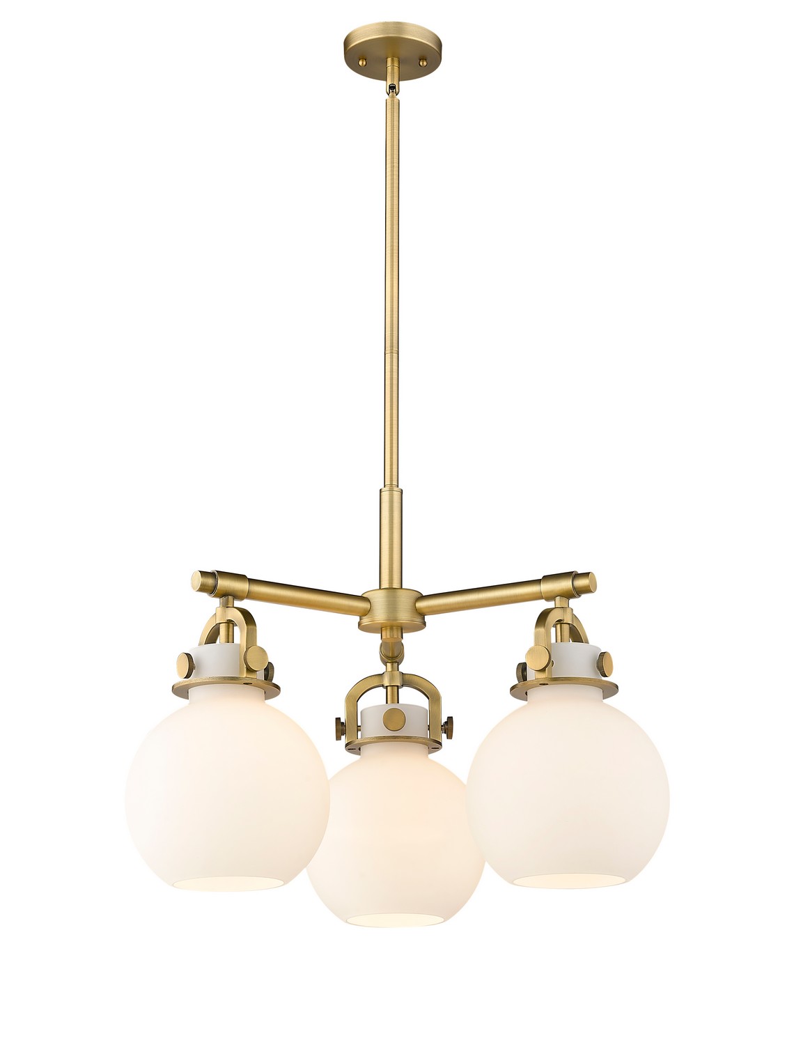 Three Light Pendant by Innovations - Downtown Urban Collection, Brushed Brass Finish - 410-3CR-BB-G410-7WH