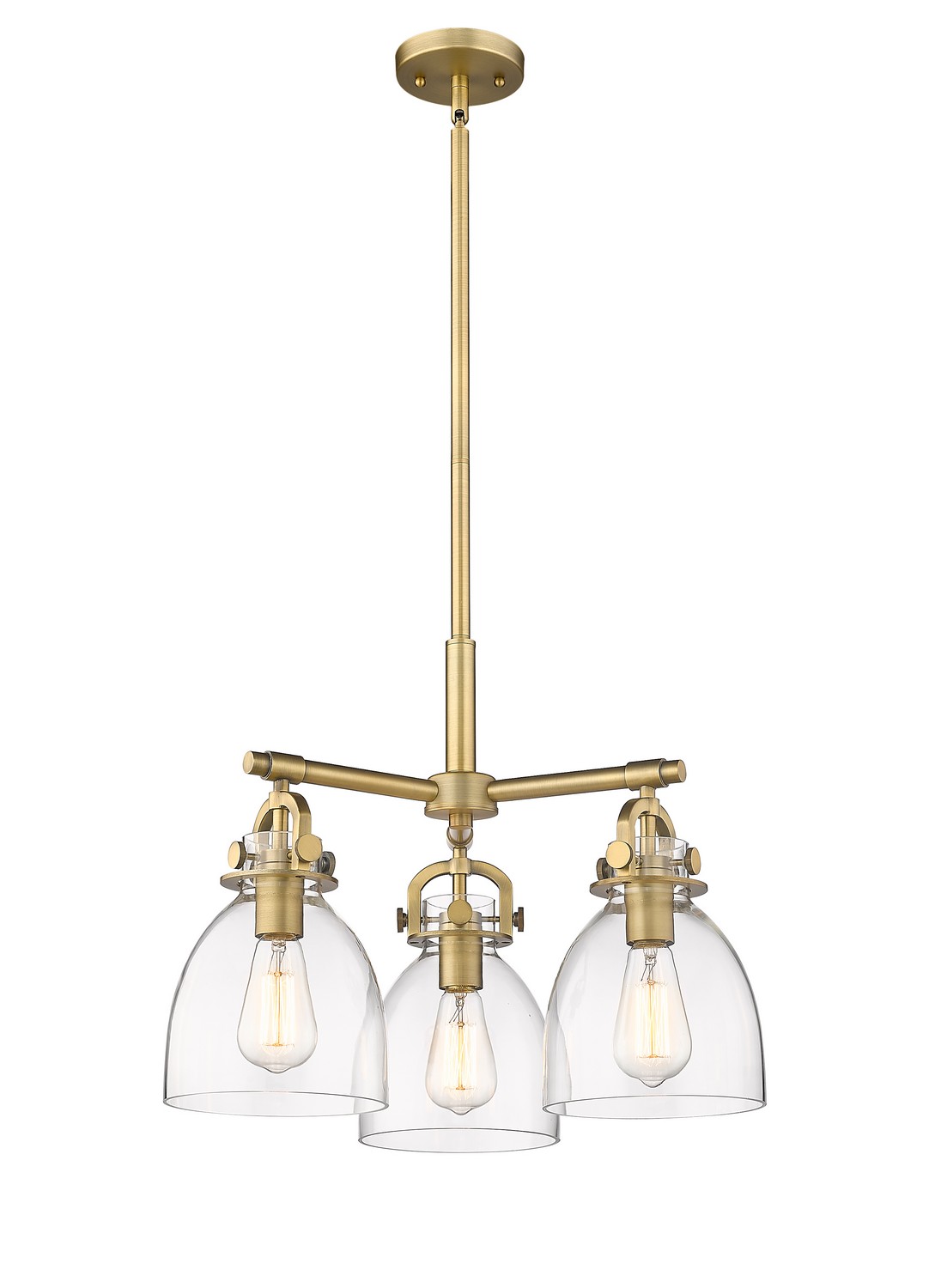 Three Light Pendant by Innovations - Downtown Urban Collection, Brushed Brass Finish - 410-3CR-BB-G412-7CL