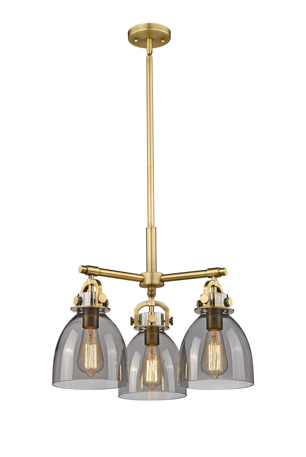 Three Light Pendant by Innovations - Downtown Urban Collection, Brushed Brass Finish - 410-3CR-BB-G412-7SM