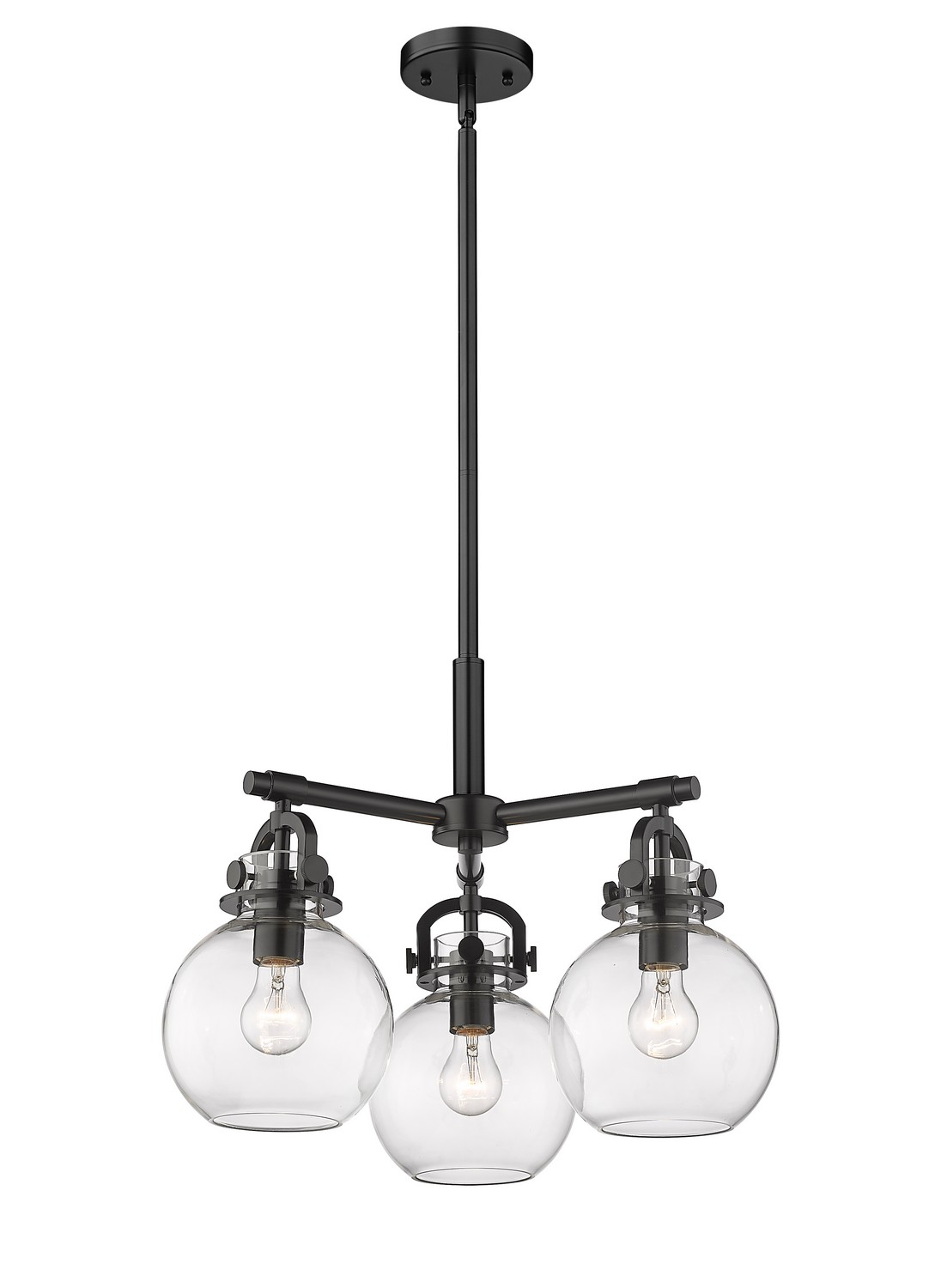 Three Light Pendant by Innovations - Downtown Urban Collection, Matte Black Finish - 410-3CR-BK-G410-7CL