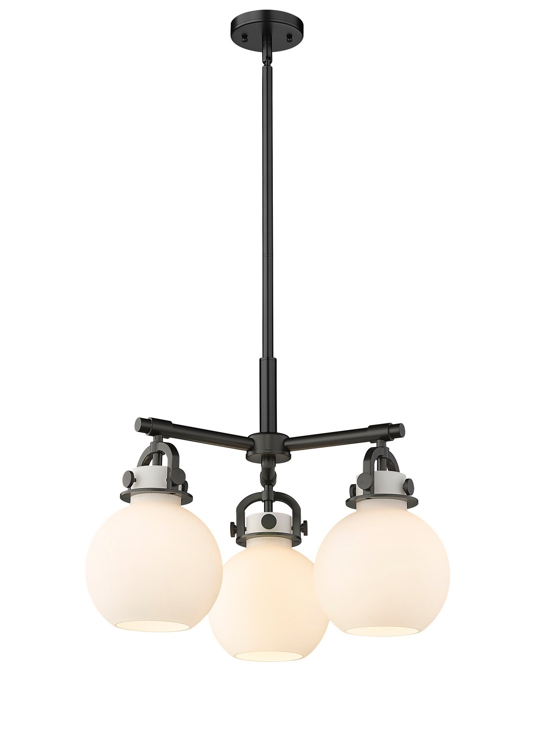 Three Light Pendant by Innovations - Downtown Urban Collection, Matte Black Finish - 410-3CR-BK-G410-7WH