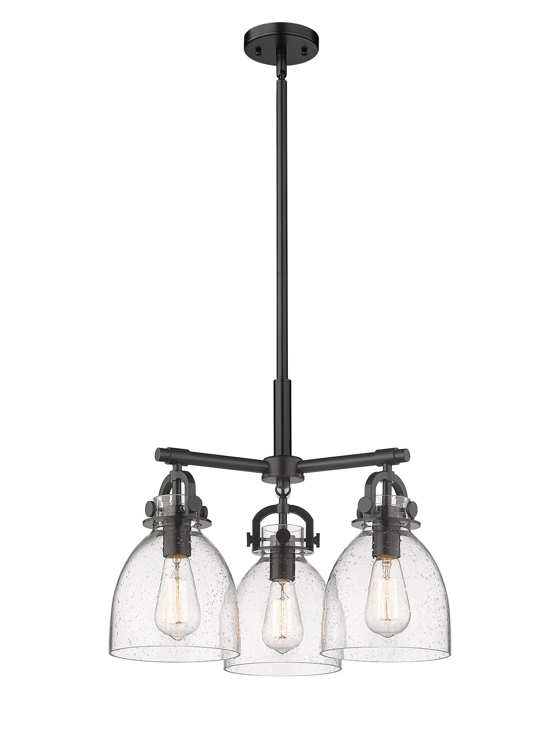 Three Light Pendant by Innovations - Downtown Urban Collection, Matte Black Finish - 410-3CR-BK-G412-7SDY