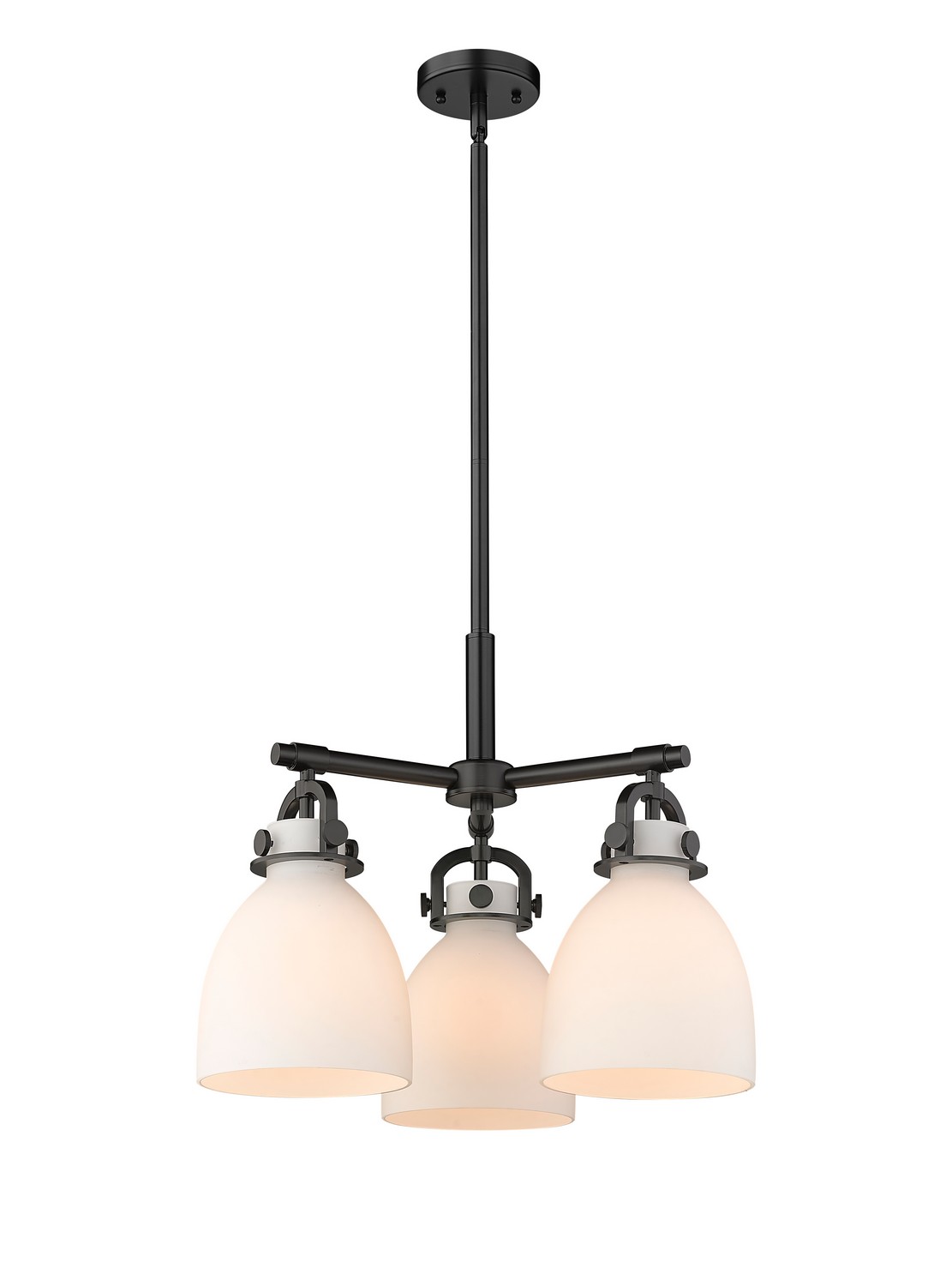 Three Light Pendant by Innovations - Downtown Urban Collection, Matte Black Finish - 410-3CR-BK-G412-7WH